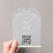 フローラアーチスタイル結婚式招待状QRコード アクリル招待状 (インサイチュ (ポータブル))