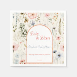 フローラアーチデザインベビーイン開花ベビーシャワー スタンダードカクテルナプキン