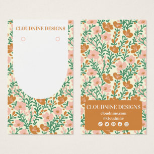 フローラアーチピンクグリーンイヤリングジュエリーディスプレイカード