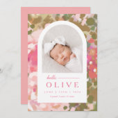 フローラアーチベビーガール誕生のお知らせ 招待状 (正面/裏面)