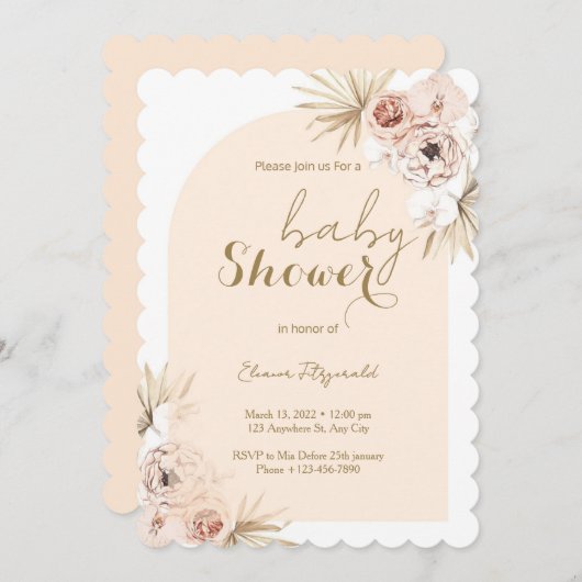 フローラアーチベビーシャワー招待状 招待状 (正面/裏面)