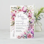 フローラアーチベビー開花水色ベビーシャワー 招待状 (スタンド正面)