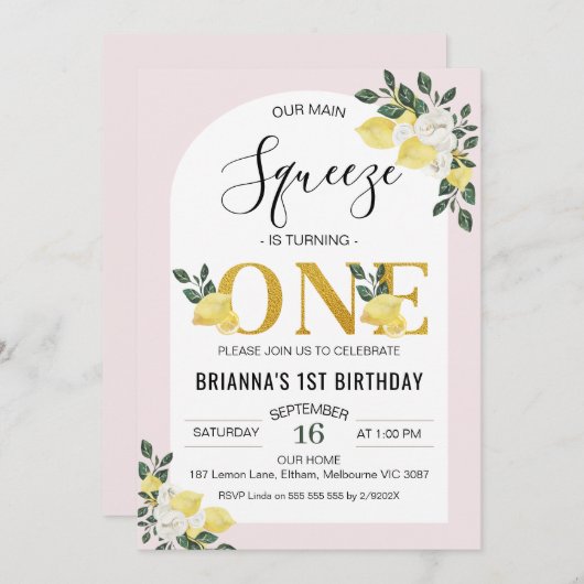フローラアーチメーンスクイズ1st誕生日 招待状 (正面/裏面)