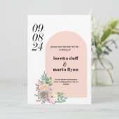 フローラアーチ日付の保存招待状 招待状 (スタンド正面)