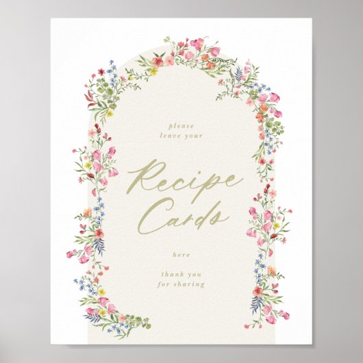 フローラアーチ春レシピカードブライダルシャワー標識 ポスター (正面)