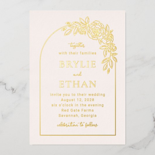 フローラアーチFOILフォト結婚式招待状 箔招待状 (正面)