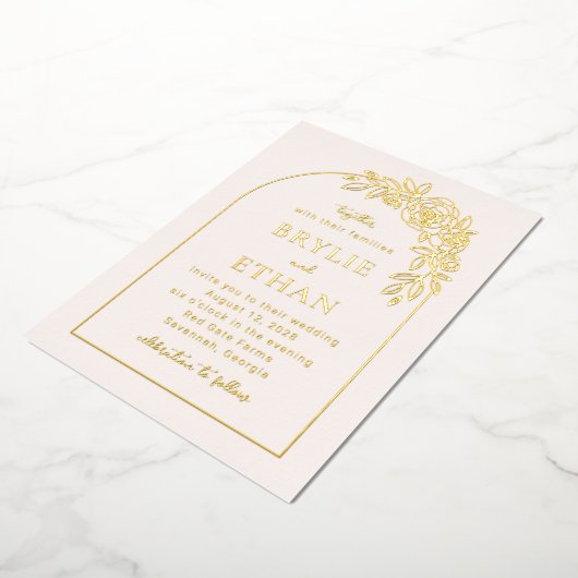 フローラアーチFOILフォト結婚式招待状 箔招待状 (回転した状態)