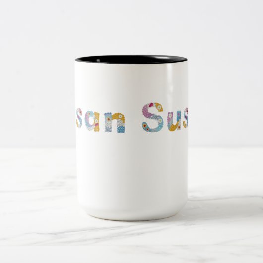 フローラアートで名前を書く ツートーンマグカップ (中央)