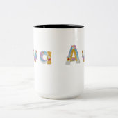 フローラアートで名前を書く ツートーンマグカップ (中央)