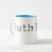 フローラアートで名前 ツートーンマグカップ (正面左)