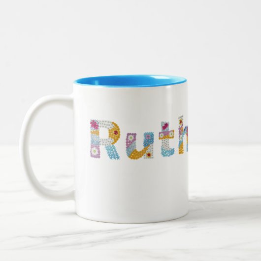 フローラアートで名前 ツートーンマグカップ (左)