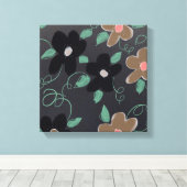 フローラアートと黒 キャンバスプリント (インサイチュ (ウッドフロア))