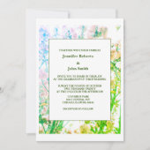 フローラアートセージグリーンホワイトエレガントな結婚式 招待状 (正面)