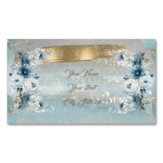 フローラアートデザインシミュレートグリッター エレガント マグネット名刺 (正面)