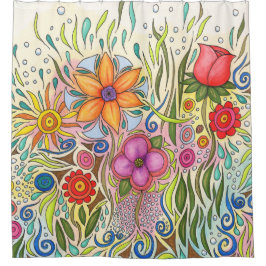 フローラアートデザインフラワー12 シャワーカーテン