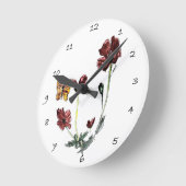フローラアートバタフライポピーの花 ラウンド壁時計 (傾斜)