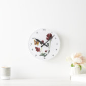 フローラアートバタフライポピーの花 ラウンド壁時計 (ホーム)