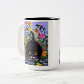 フローラアートブラックタキシード猫の花クリエイションアーツ ツートーンマグカップ (正面左)