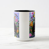 フローラアートブラックタキシード猫の花クリエイションアーツ ツートーンマグカップ (中央)