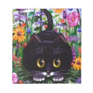 フローラアートブラックタキシード猫の花クリエイションアーツ ノートパッド