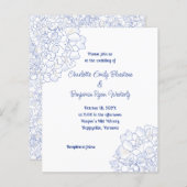 フローラアートブルー結婚ズ予算招待状 (正面/裏面)