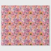 フローラアートプリントよくはしゃぐ-抽象芸術花とつる植物 ラッピングペーパー (フラット)