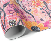 フローラアートプリントよくはしゃぐ-抽象芸術花とつる植物 ラッピングペーパー (ロールコーナー)