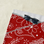 フローラアートペイズリー模様レッドボーホバレーボール ビーチタオル (インサイチュ)