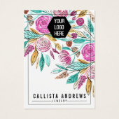 フローラアート水色キーチェーンロゴ表示カード (正面)