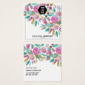 フローラアート水色ロゴイヤリング表示カード (正面&裏面)
