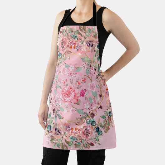 フローラアート、ピンクの花、ピンクのフローラリース エプロン (インサイチュ)