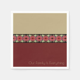 フローラアート、ブルゴーニュとピンクス スタンダードカクテルナプキン