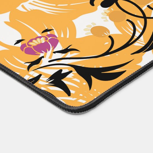 フローラアート、中空の生活、紫と黒の花 デスクマット (コーナー)