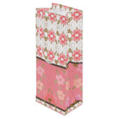 フローラアーパターン（の模様が）あるトデザイナー ワインギフトバッグ (裏面アングル)