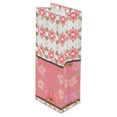 フローラアーパターン（の模様が）あるトデザイナー ワインギフトバッグ (正面アングル)