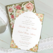 フローラアールデコセージグリーンフォイル招待状 箔招待状