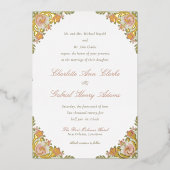 フローラアールデコセージグリーンフォイル招待状 箔招待状 (正面)