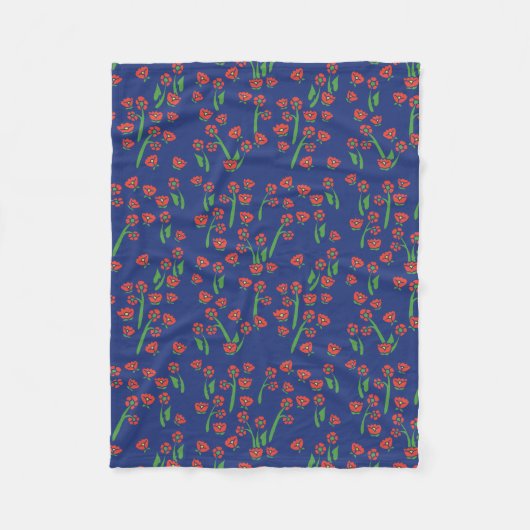 フローラアールデコパターン フリースブランケット (正面)