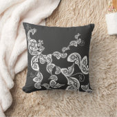 フローラアールデコピーコックパターンホワイトアートクッション クッション (ブランケット)