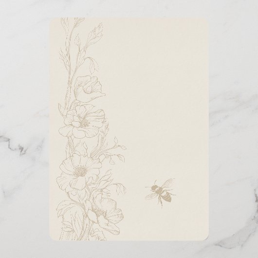 フローラアールデコ素朴コーンフラワーウェディング招待 箔招待状 (裏面)