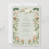 フローラアールデコ金ゴールド結婚式招待状 招待状 (正面)