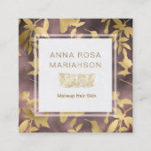 *~*フローラアールデコ金ゴールド鳥パターン スクエア名刺 (正面)