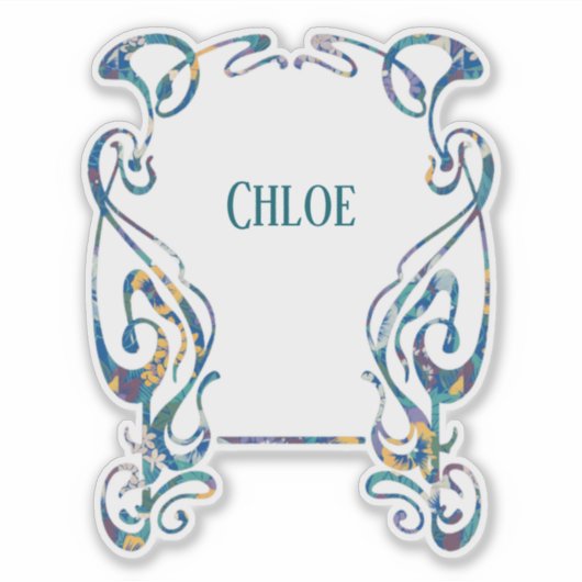 フローラアールヌーボーフレームカスタムカットビニールシール シール (正面)