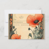 フローラアールヌーボーポピー結婚ス 出欠カード (正面)