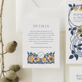 フローラアールヌーボーモノグラム結婚ズ詳細カード エンクロージャーカード