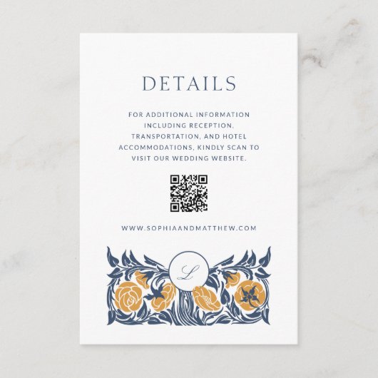 フローラアールヌーボーモノグラム詳細カード(QR付き) エンクロージャーカード (正面)