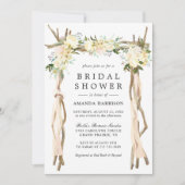フローラアー素朴チアイボリーホワイトブライダルシャワー 招待状 (正面)