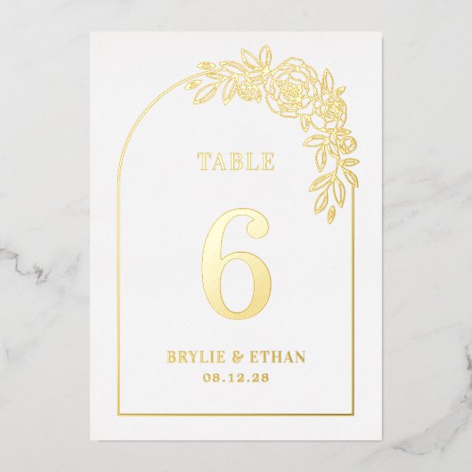 フローラア実在ーチフォイル表番号カード 箔招待状 (正面)