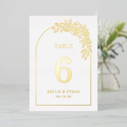 フローラア実在ーチフォイル表番号カード 箔招待状 (立ち正面)