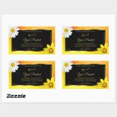 フローライエローオレンジグリッターブラック製品ラベル 長方形シール (シート)